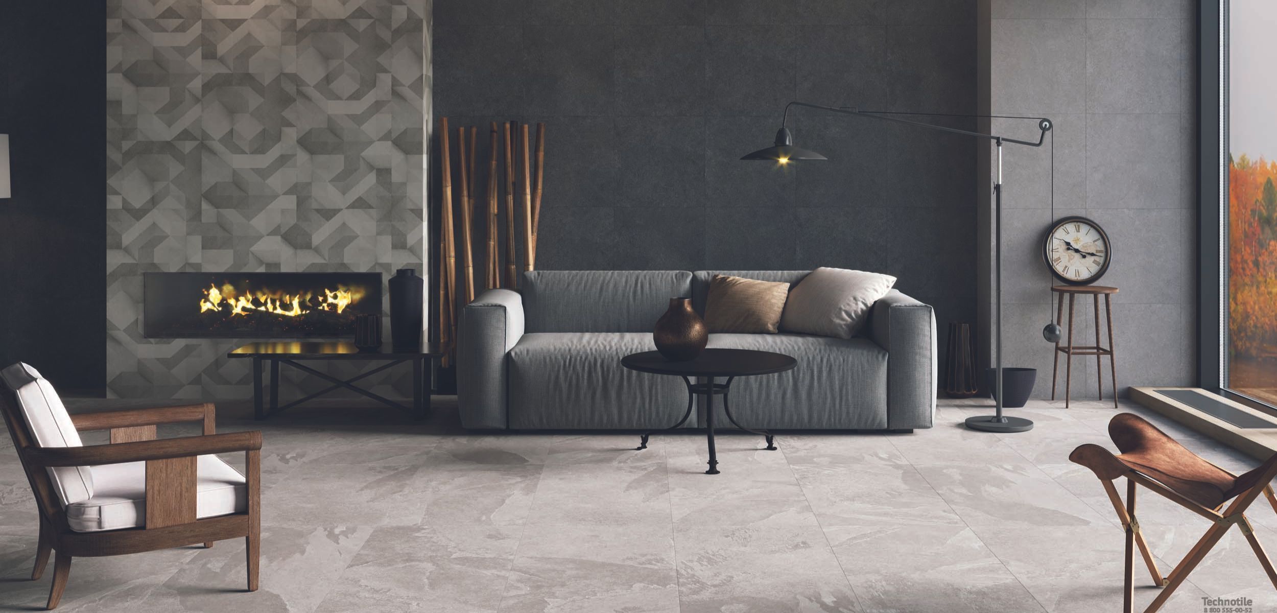 Плитка керамогранит Луна LN02 Серый матовый