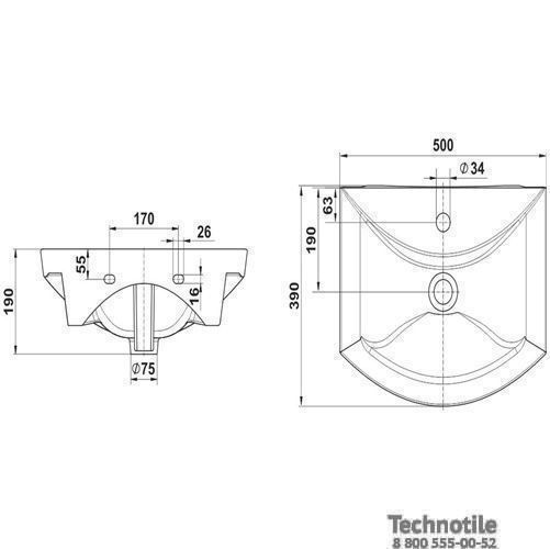 Умывальник мебельный Палермо 50 