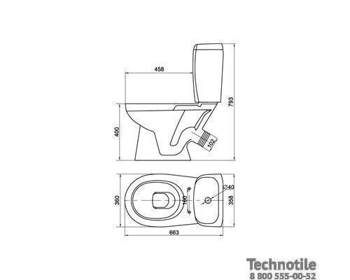 Унитаз-компакт Омега графит сиденье жесткое однорежимная арматура