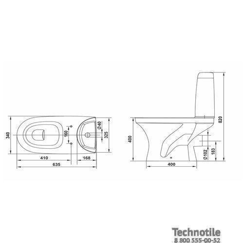 Унитаз-компакт Санти R сиденье жесткое двухрежимная арматура