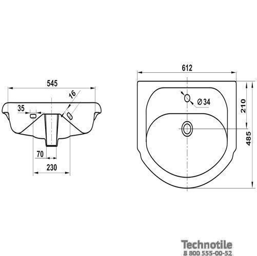 Умывальник мебельный Верона 61 