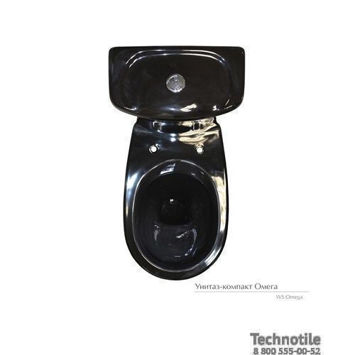 Унитаз-компакт Омега черный сиденье мягкое однорежимная арматура