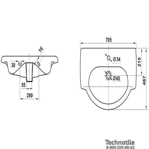 Умывальник мебельный Верона 70 