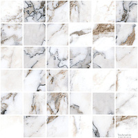 Мозаика 5x5 керамогранит Marble-X Бреча Капрайа Белый лаппатированный